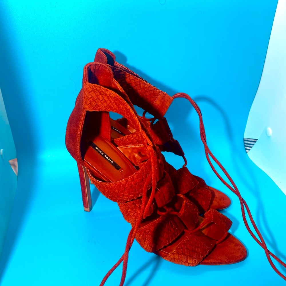 Zara Burnt Orange Suede Heels